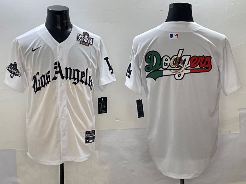Men Los Angeles Dodgers Blank White Five generations Joint Name 2025 Nike MLB Jersey style 44